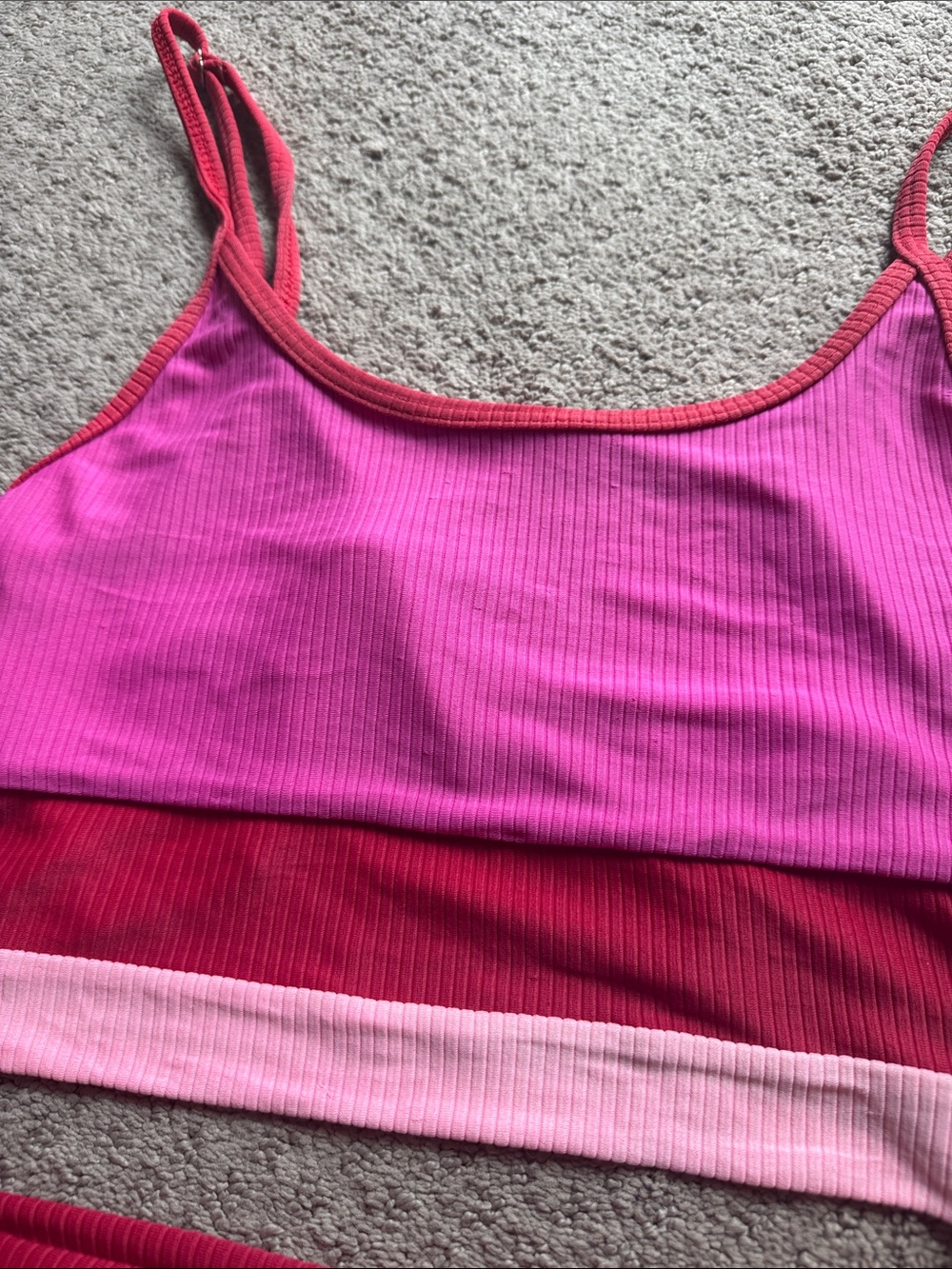 Beach Riot Pink & Red Ribbed Two-Piece Bikini - Picture 2 of 6